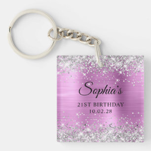 Porte-clefs Photo d'anniversaire 21 ans Lavande P Paillettes A