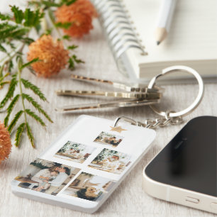 Porte-clefs Photo d'arbre de Noël familial moderne avec étoile