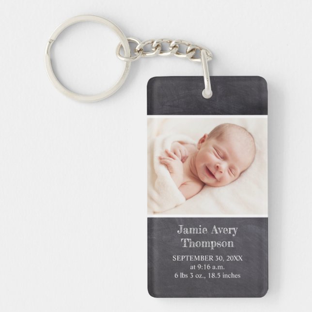 Porte-clefs Photo de bébé avec statistiques de naissance perso (Devant)