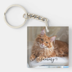 Porte-clefs Photo de chat mignon aux cheveux bouclés