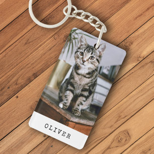 Porte-clefs Photo de chat simple moderne