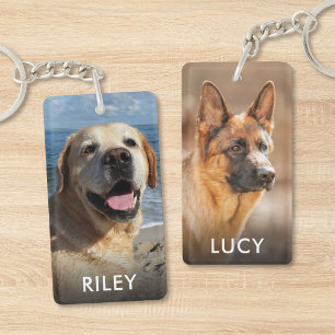 Porte-clefs Photo de chien chat personnalisé recto-verso