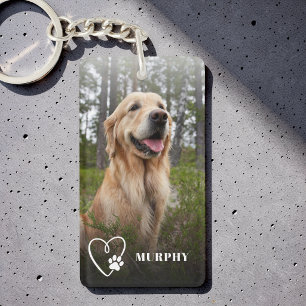 Porte-clefs Photo de chien personnalisé Moderne Cœur Patte Mig