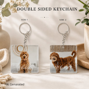Porte-clefs Photo de chien personnalisée avec rythme cardiaque