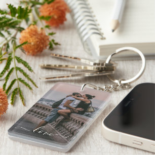 Porte-clefs Photo de couple amoureux personnalisé