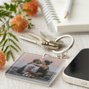 Porte-clefs Photo de couple amoureux personnalisé Texte d'amou