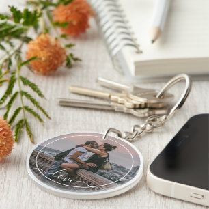Porte-clefs Photo de couple amoureux personnalisée Texte d'amo