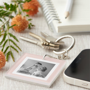 Porte-clefs Photo de famille moderne Pastel Pink Cadeau simple