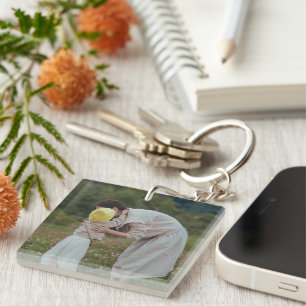 Porte-clefs Photo de famille personnalisé double face