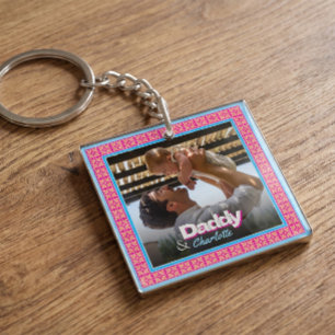 Porte-clefs Photo de famille personnalisé – Papa avec fille-fi