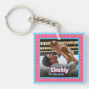 Porte-clefs Photo de famille personnalisée - Papa avec Fille
