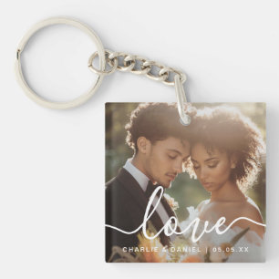 Porte-clefs Photo de fiançailles de mariage amour noms de coup