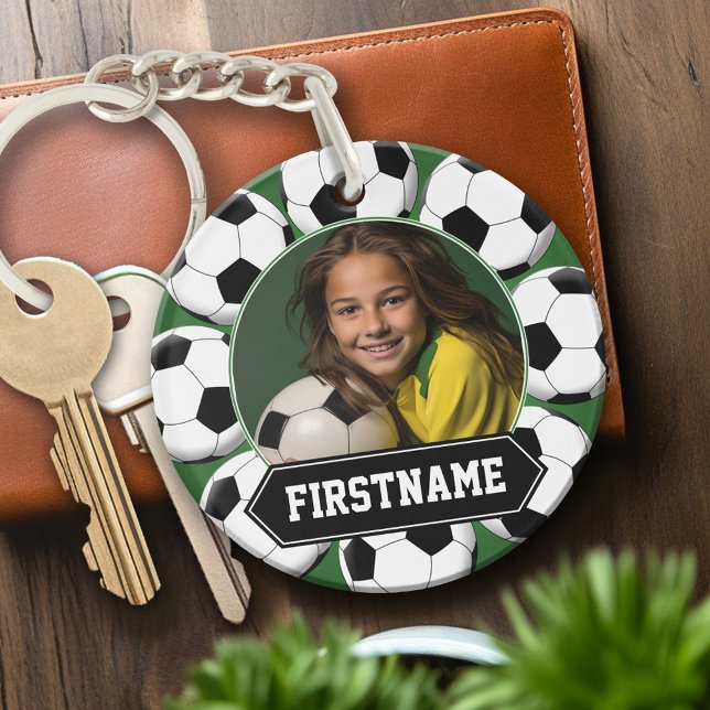 Porte-clefs Photo de football pour l'équipe ou le joueur - ver (Personalized keychain with photo and soccer balls)