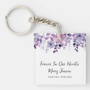 Porte-clefs Photo de funérailles mémorial fleur pourpre