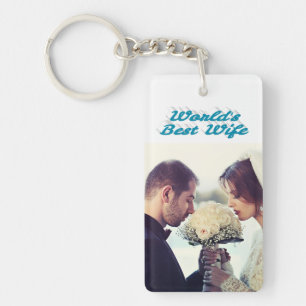 Porte-clefs Photo de la femme bleu ciel