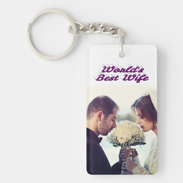 Porte-clefs Photo de la femme violet (Devant)
