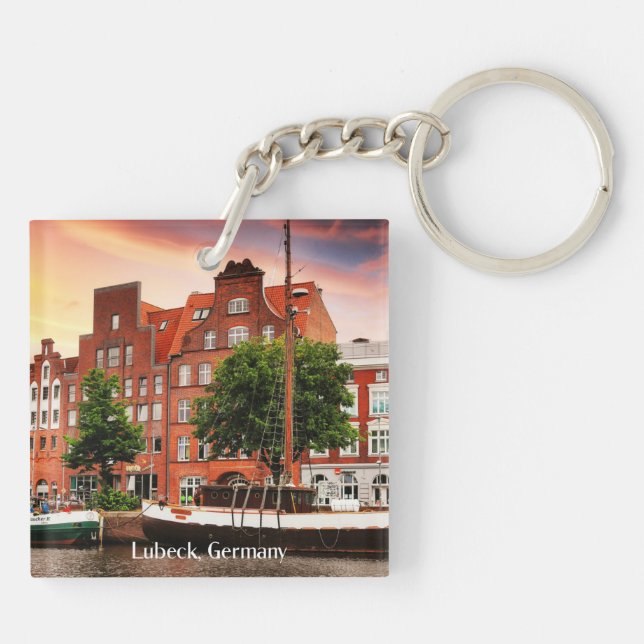 Porte-clefs Photo de la ville de Lubeck Allemagne (Dos)