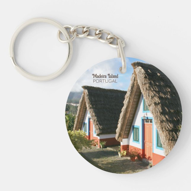 Porte-clefs Photo de l'île de Madère avec Maisons Typiques, Po (Devant)