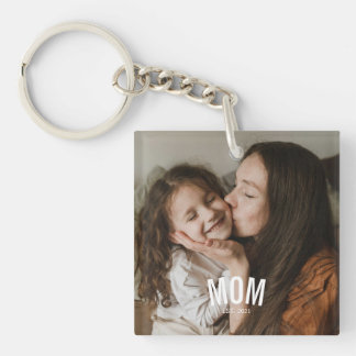 Porte-clefs Photo de maman moderne minimaliste établie