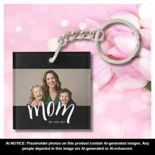 Porte-clefs Photo de maman personnalisé Année de création Mode