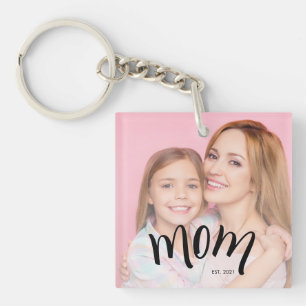 Porte-clefs Photo de maman personnalisé Année d'établissement