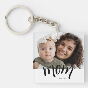 Porte-clefs Photo de maman personnalisé Année d'établissement