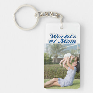 Porte-clefs Photo de maman texte bleu marine