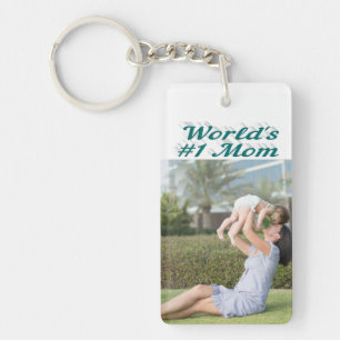 Porte-clefs Photo de maman texte vert