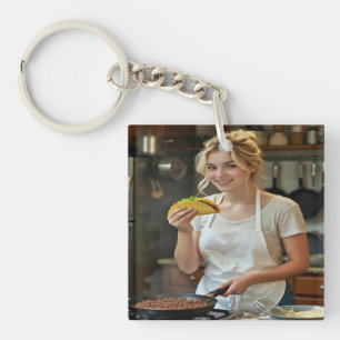 Porte-clefs Photo de manger des tacos Personnaliser