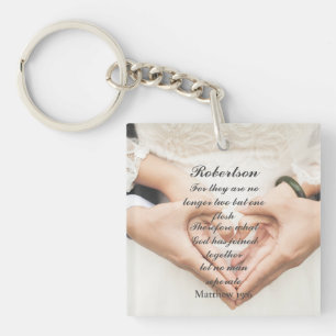 Porte-clefs Photo de mariage avec Écriture chrétienne 