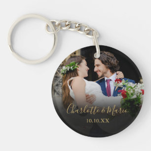 Porte-clefs Photo de mariage favori Écriture élégante