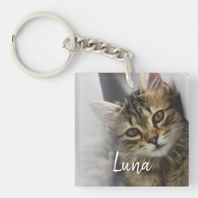 Porte-clefs Photo de nom de chat personnalisé (Devant)