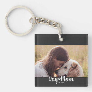 Porte-clefs Photo de script de maman de chien établi