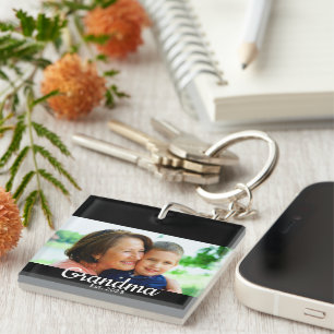 Porte-clefs Photo de script moderne établi par grand-mère