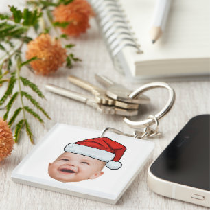 Porte-clefs Photo de visage de bébé personnalisé Noël du Père