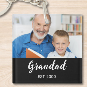 Porte-clefs Photo d'écriture moderne établie par grand-père