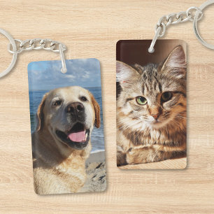 Porte-clefs Photo double face personnalisé pour chien chat