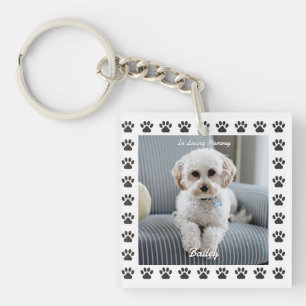 Porte-clefs Photo du chien, nom, en souvenir affectueux, empre