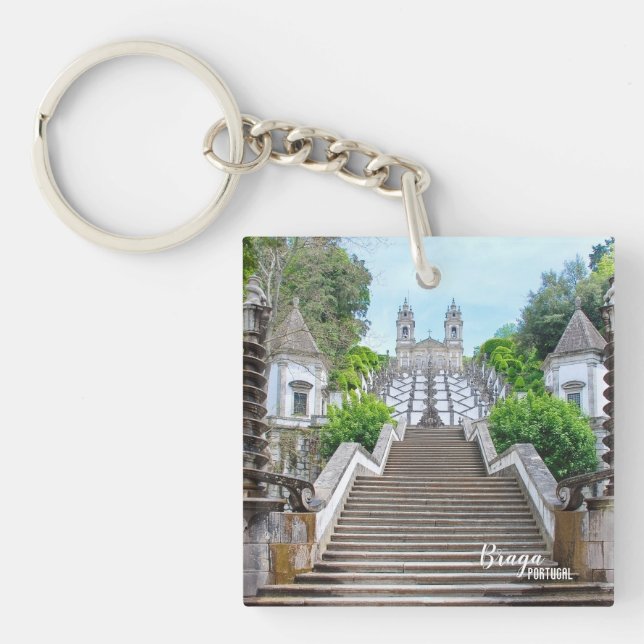 Porte-clefs Photo du Sanctuaire Bom Jesus Braga, avec prière (Devant)