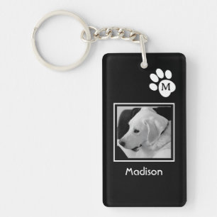 Porte-clefs Photo en noir et blanc du chien mignon et du mât i