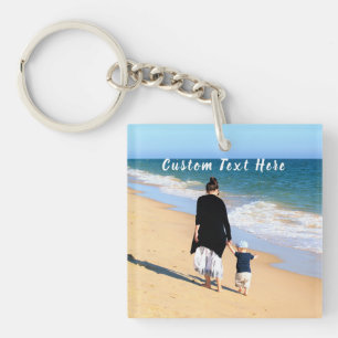 Porte-clefs Photo et texte personnalisés - Votre propre desig