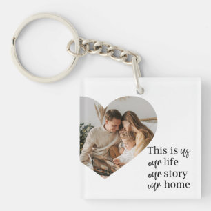 Porte-clefs Photo Famille Couple Moderne & Citation Famille Ca
