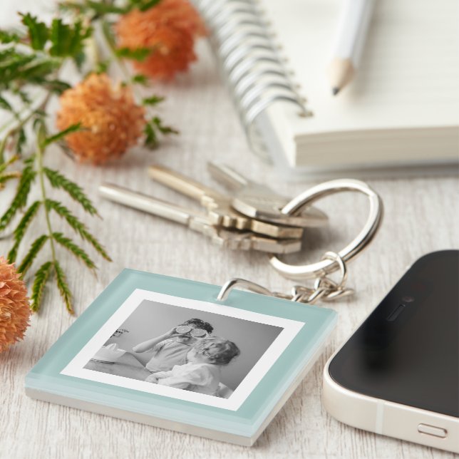Porte-clefs Photo Famille Moderne Mint Simple Lovely Cadeau (Devant Droit)
