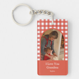 Porte-clefs Photo Gingham Mamie Love Rustique