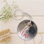 Porte-clefs Photo Heart Love<br><div class="desc">Portez l'amour avec ce carte photo avec un amour écrit à la main avec un coeur.</div>