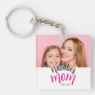 Porte-clefs Photo Maman Établie Nom de l'Enfant Année Personna