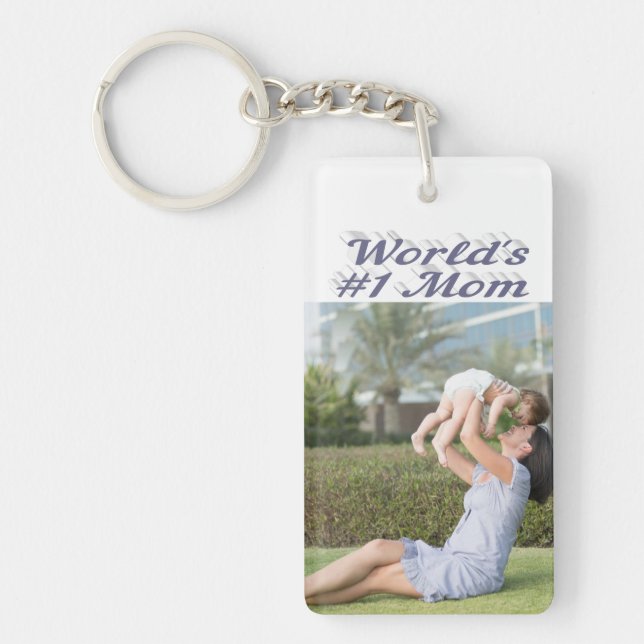 Porte-clefs Photo Maman Texte gris (Devant)