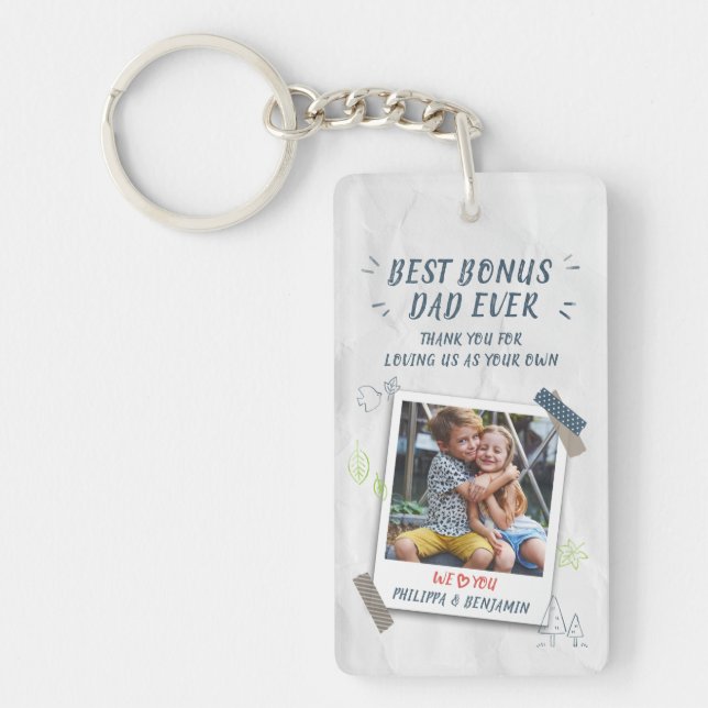 Porte-clefs Photo Meilleur Bonus Papa Jamais Fête des pères An (Devant)