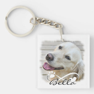 Porte-clefs Photo Mémorial du chien Paw Heart Infinity Keepsak