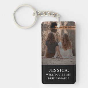 Porte-clefs Photo minimaliste Black White Bridesmaid Propositi